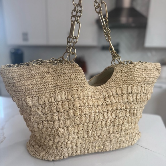 Cult Gaia Naima Tote Bag in Tan - textured bobble design with Chain Handle-NWOT - Picture 11 of 17